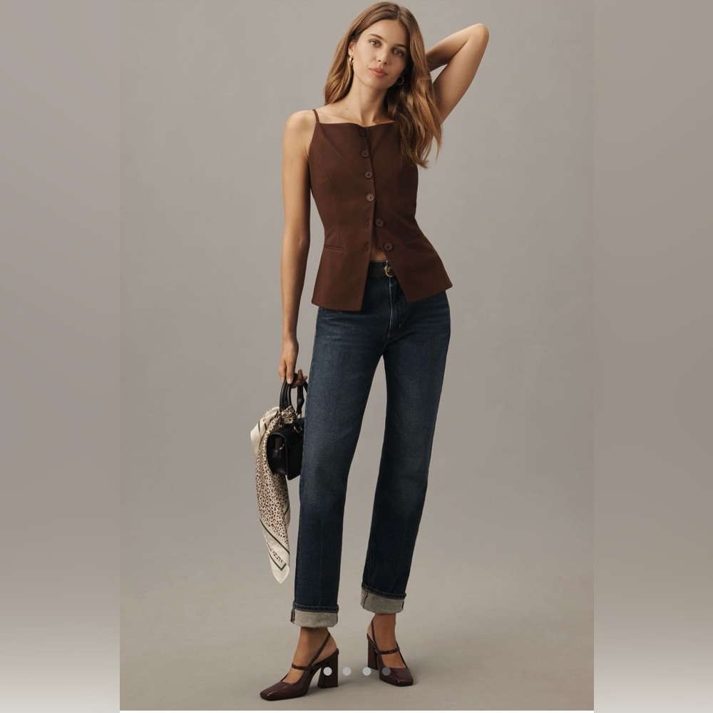 Anthropologie Sunday in Brooklyn Ponte Apron Vest in Chocolate - Picture 4 of 7